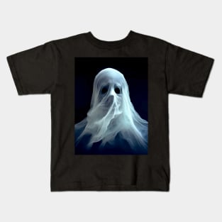 Halloween Ghost 5: "Ghosts Are Real" Haunting Spirit on a Dark Background Kids T-Shirt